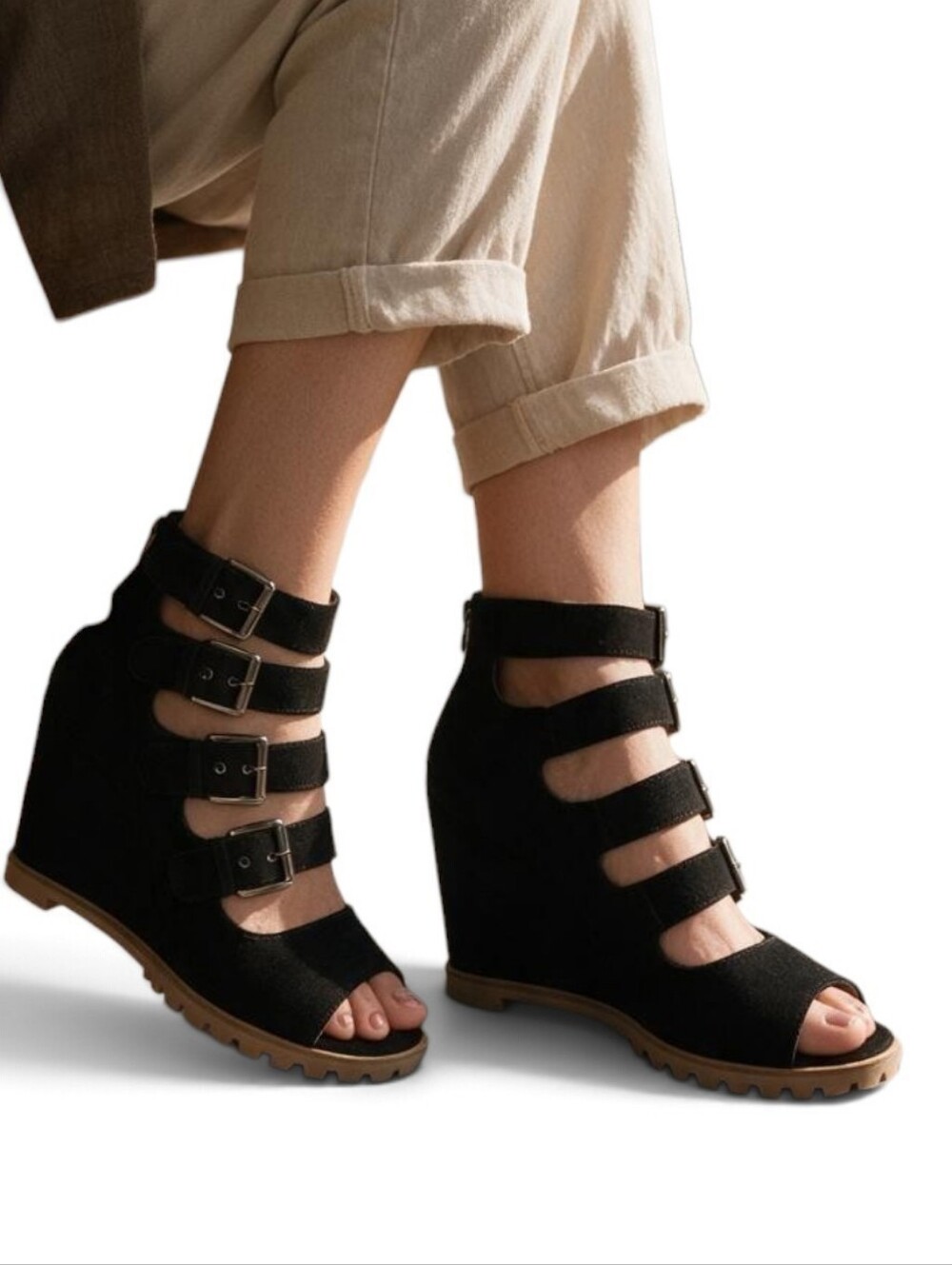 Linea Paolo Wisteria Buckle Wedge Sandal